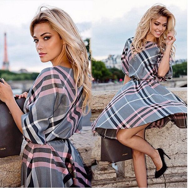 tumn 2017 new fashion women plaid print dress casual o-neck half sleeve tunic vintage dresses plus size, White;black
tumn 2017 new fashion women plaid print dress casual o-neck half sleeve tunic vintage dresses plus size, White;black