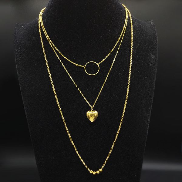 2019 new fashion stainless steel heart necklace for women three gold color layered necklace jewelry bijoux femme n19083, Silver
2019 new fashion stainless steel heart necklace for women three gold color layered necklace jewelry bijoux femme n19083, Silver