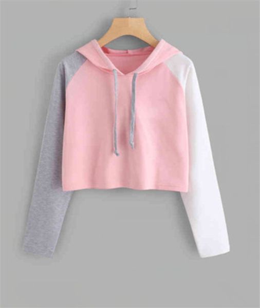 2019 new arrival women short hoodie patchwork hoodied hoodies womens spring streetwear casual sweatshirts fashion loose hoodies, Black 
2019 new arrival women short hoodie patchwork hoodied hoodies womens spring streetwear casual sweatshirts fashion loose hoodies, Black