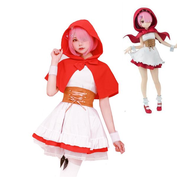 

cosplay anime re: life a different world from zero ram rem little red riding hood full set halloween christmas women costume, Silver