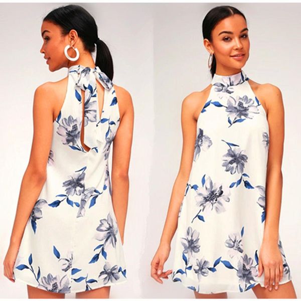 women's ladies printing bow halter neck sleeveless dress summer holiday bohemia dresses, Black;gray
women's ladies printing bow halter neck sleeveless dress summer holiday bohemia dresses, Black;gray