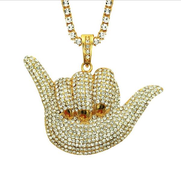 new european and american hip-hop men and women's universal diamond-inlaid boutique pendant personality fashion gesture necklace, Silver
new european and american hip-hop men and women's universal diamond-inlaid boutique pendant personality fashion gesture necklace, Silver