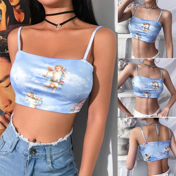 2019 new fashion women camisole sling vest sleeveless cold shoulder the angel of cupid print short camis female summer top, White
2019 new fashion women camisole sling vest sleeveless cold shoulder the angel of cupid print short camis female summer top, White