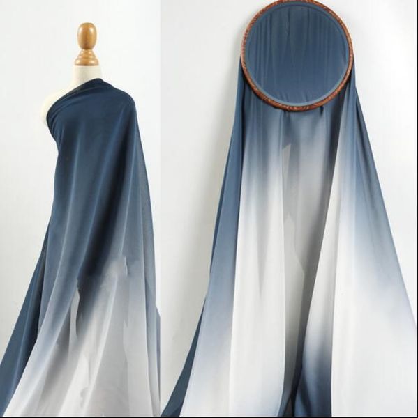 3style gradient translucent soft breathable chiffon wedding dress skirt fabric clothing diy home textiles tailor mannequin fabric c562, Black;white