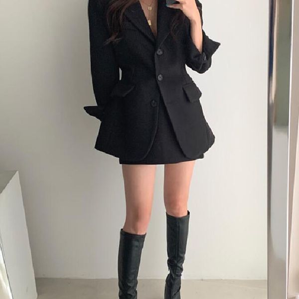 women's wool & blends autumn and winter woolen coat casual solid color pocket decoration slim, Black
women's wool & blends autumn and winter woolen coat casual solid color pocket decoration slim, Black