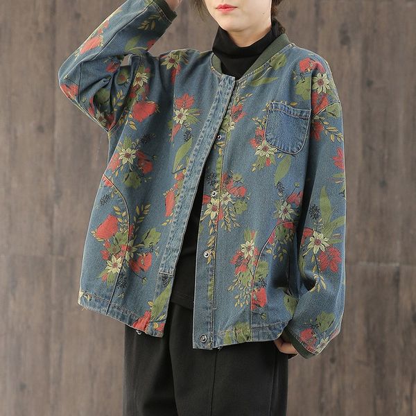 vintage women jeans coat spring denim printed flora cardigan mori girl femininos casual coat outwear jackets afc444, Black;brown
vintage women jeans coat spring denim printed flora cardigan mori girl femininos casual coat outwear jackets afc444, Black;brown