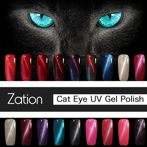 zation 8ml cat eye glitter shinny nail gel polish magic diy nail art manicure strong magnetic effect soak off uv led gel varnish, Red;pink