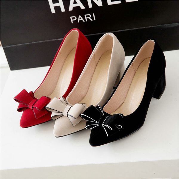 flock sweet women high heel shoes butterfly knot shallow women pumps square high heel pointed toe lazy shoes big size 43, Black
flock sweet women high heel shoes butterfly knot shallow women pumps square high heel pointed toe lazy shoes big size 43, Black