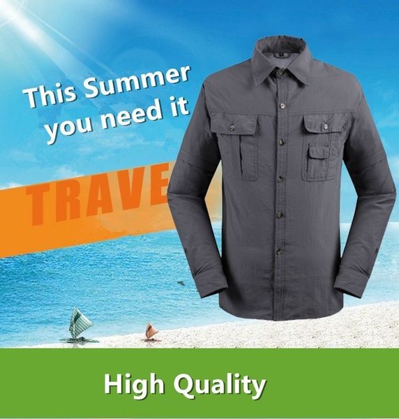 men summer outdoor uv resistant removable shirt pants suits turn-down collar quick dry fishing coat trekking&hiking clothes suit, Gray;blue
men summer outdoor uv resistant removable shirt pants suits turn-down collar quick dry fishing coat trekking&hiking clothes suit, Gray;blue