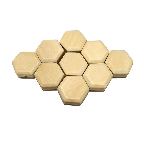 Wood Hexagon Beads Unfinished Solid Wood Beads For Jewelry Necklace Creations Diy Craft And Building Projects Children Handmade Beaded Mater