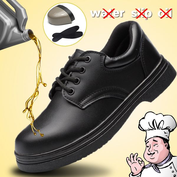 chef shoes men's non-slip waterproof oil-proof leather wear-resistant shoes steel toe anti-smash steel midsole puncture, Black
chef shoes men's non-slip waterproof oil-proof leather wear-resistant shoes steel toe anti-smash steel midsole puncture, Black