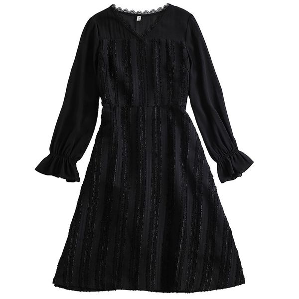 plus size dress for women 4xl 5xl 2020 spring new vintage black long sleeve women's clothing stitching jacquard fashion dress, Black;gray
plus size dress for women 4xl 5xl 2020 spring new vintage black long sleeve women's clothing stitching jacquard fashion dress, Black;gray