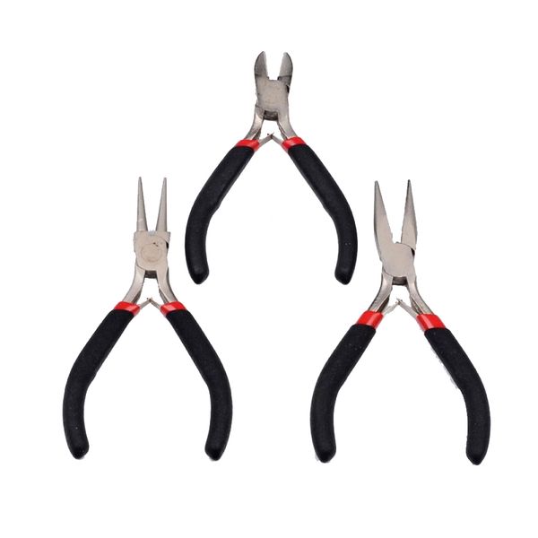 1 pack 11~12.5cm black carbon steel ferronickel jewelry plier tool kit sets with side cutter round nose and chain nose pliers
1 pack 11~12.5cm black carbon steel ferronickel jewelry plier tool kit sets with side cutter round nose and chain nose pliers