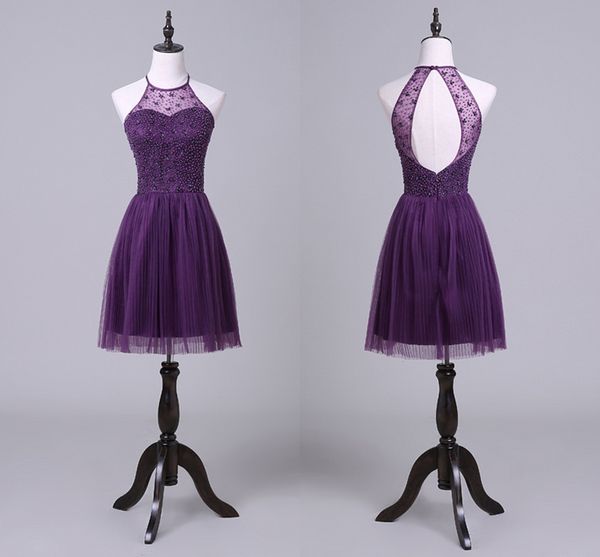 hanging neck purple homecoming dresses short back hollow tulle party pleated skirt europe and the united states cocktail evening dresses, Blue;pink
hanging neck purple homecoming dresses short back hollow tulle party pleated skirt europe and the united states cocktail evening dresses, Blue;pink