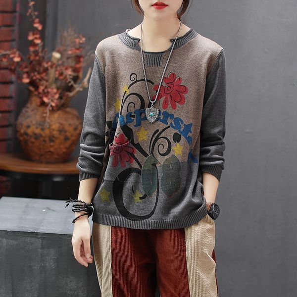 autumn winter sweater women knitting loose pullovers 2019 new female retro o-neck long-sleeved print casual sweater, White;black
autumn winter sweater women knitting loose pullovers 2019 new female retro o-neck long-sleeved print casual sweater, White;black