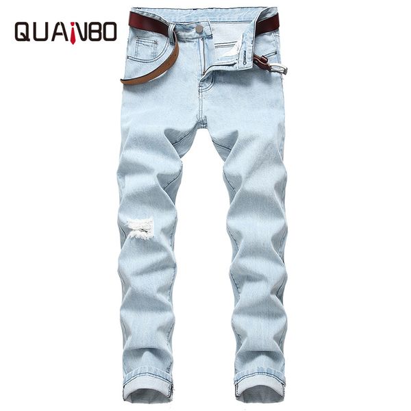 men's fashion jeans straight slim fit hole ripped jeans cotton light blue men denim trousers streetwear biker
men's fashion jeans straight slim fit hole ripped jeans cotton light blue men denim trousers streetwear biker