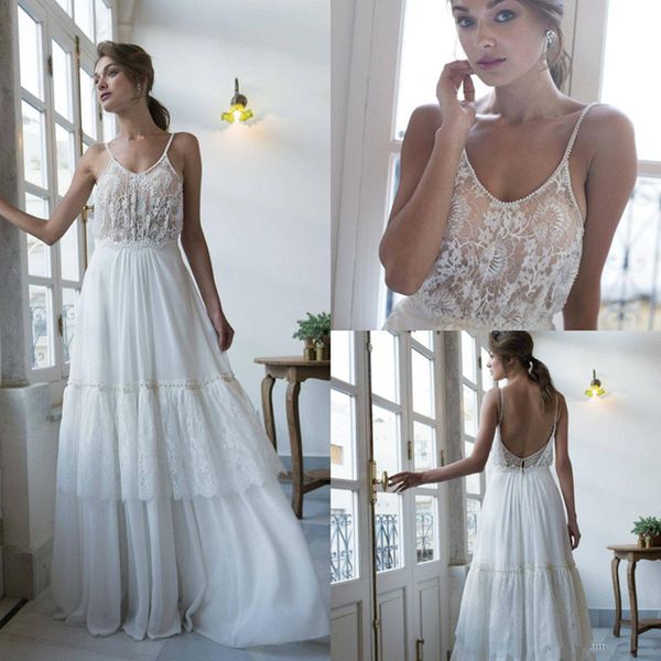 2020 lace boho wedding dress a line backless spaghetti lace beaded bohemia bridal gowns sweep train custom made beach vestidos de novia, White
2020 lace boho wedding dress a line backless spaghetti lace beaded bohemia bridal gowns sweep train custom made beach vestidos de novia, White