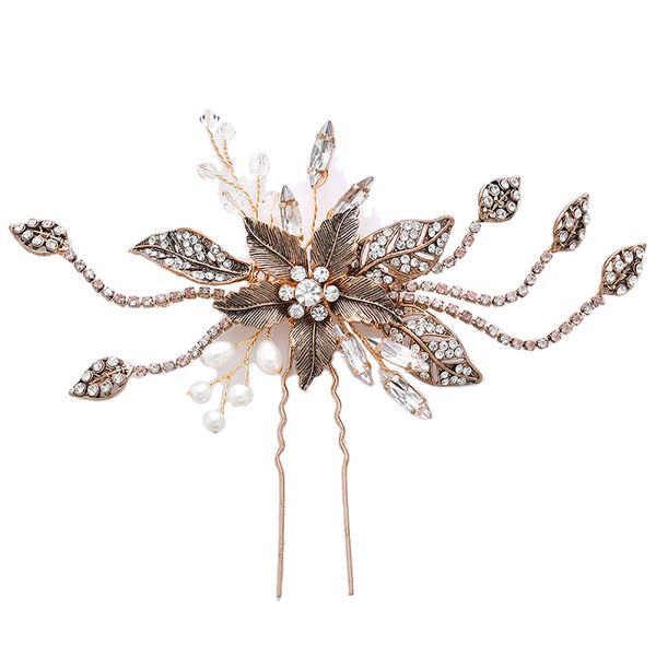 european and american bride wedding headdress wedding hairpin leaves accessories, Golden;white
european and american bride wedding headdress wedding hairpin leaves accessories, Golden;white