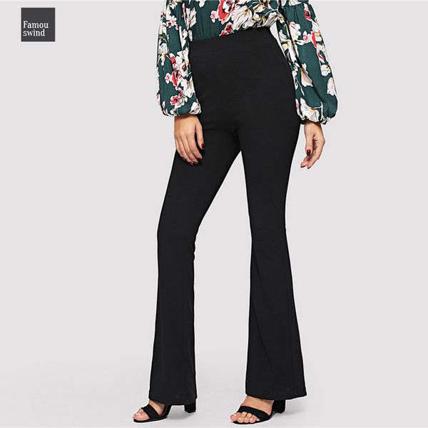 black office pants lady elastic waist flare hem elegant casual solid minimalist 2019 spring women pants trousers, Black;white
black office pants lady elastic waist flare hem elegant casual solid minimalist 2019 spring women pants trousers, Black;white