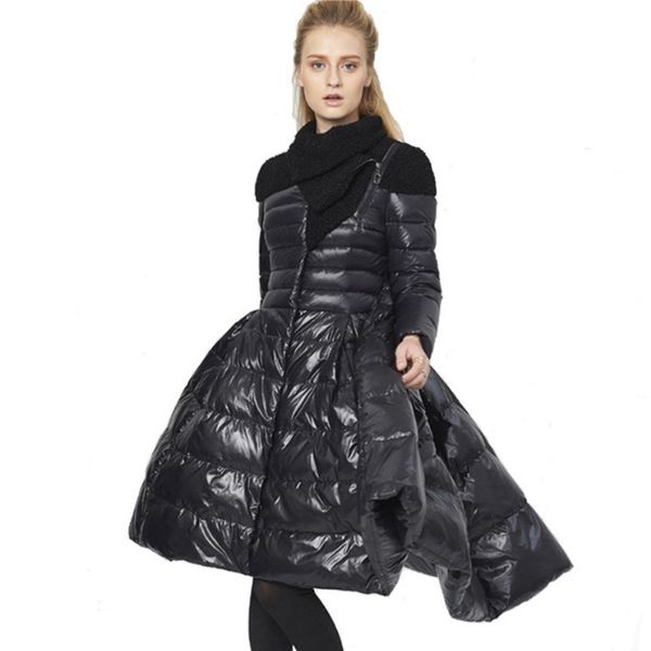high-end brand long winter warm coat 2018 women's european design 90% white duck down jacket with skirt hem female outwear zs375, Black
high-end brand long winter warm coat 2018 women's european design 90% white duck down jacket with skirt hem female outwear zs375, Black