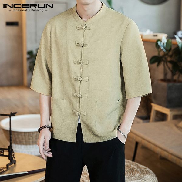 2020 chinese style men shirt solid color half sleeve button street vintage blouse stand collar casual tang suit incerun camisa, White;black
2020 chinese style men shirt solid color half sleeve button street vintage blouse stand collar casual tang suit incerun camisa, White;black