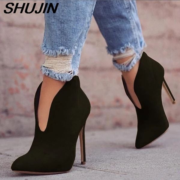 dihope women boots 2020 autumn v-neck high heels ankle shoes boots leather booties feminina woman wedding party shoes, Black
dihope women boots 2020 autumn v-neck high heels ankle shoes boots leather booties feminina woman wedding party shoes, Black