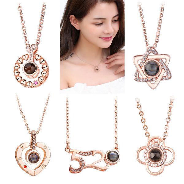 Luxury Rose Gold & Silver 100 languages I love you Projection Pendant Romantic Memory Wedding Necklace For women Fashion engagement Jewelry
Luxury Rose Gold & Silver 100 languages I love you Projection Pendant Romantic Memory Wedding Necklace For women Fashion engagement Jewelry