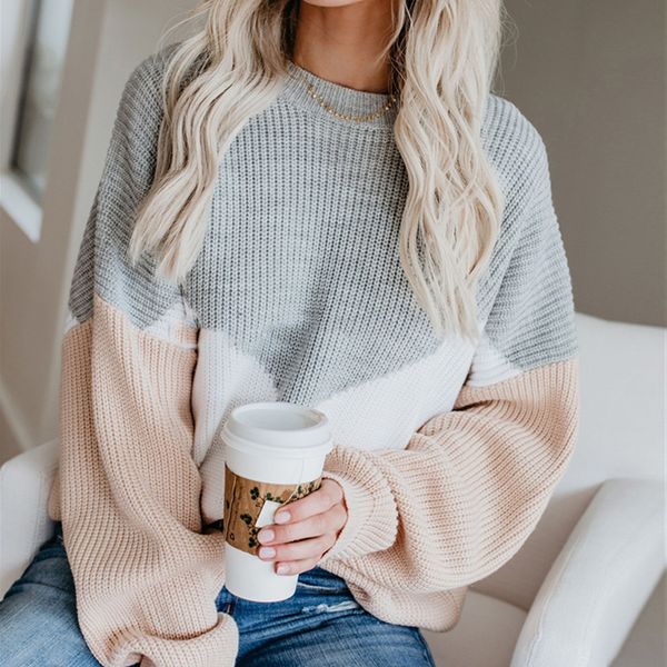 autumn winter fashion patchwork pullover sweater for women o-neck lantern sleeve sweater casual loose knitted femme jumper 2019, White;black
autumn winter fashion patchwork pullover sweater for women o-neck lantern sleeve sweater casual loose knitted femme jumper 2019, White;black