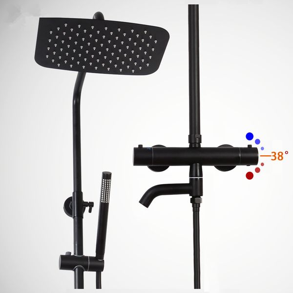 Matte Black Thermostat Shower Faucet Design Rain Shower Head Brass Bathtub 3 Ways Water Mixer Hydrovalve Bath Shower Set
Matte Black Thermostat Shower Faucet Design Rain Shower Head Brass Bathtub 3 Ways Water Mixer Hydrovalve Bath Shower Set