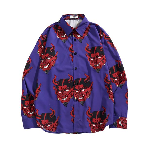 men 's loose print shirt casual jacket student shirt long sleeve spring and autumn loose male camisas masculina 2019, White;black
men 's loose print shirt casual jacket student shirt long sleeve spring and autumn loose male camisas masculina 2019, White;black