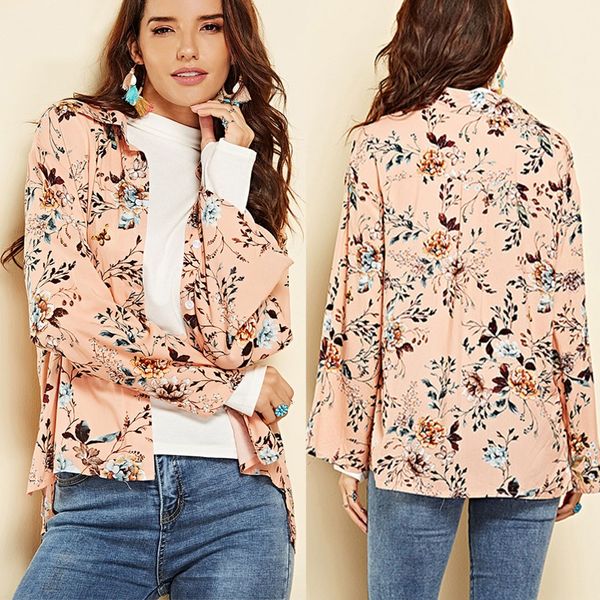 women flower printed blouse 2019 spring autumn long sleeve lapel blouse button down casual loose stylish shirt#p1, White
women flower printed blouse 2019 spring autumn long sleeve lapel blouse button down casual loose stylish shirt#p1, White