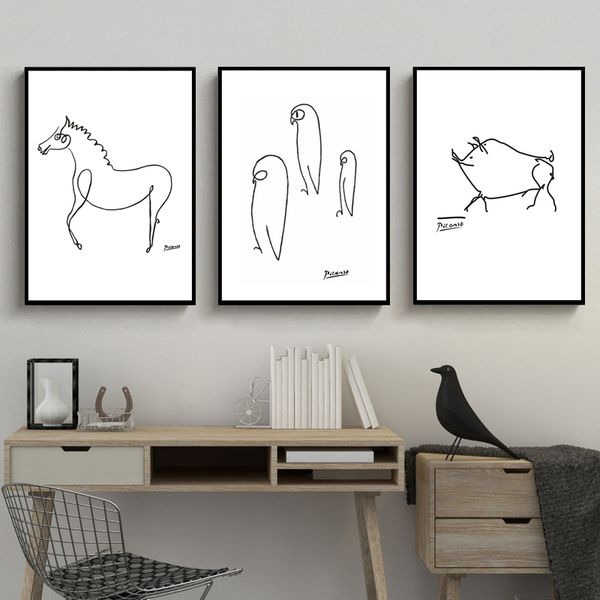 black and white picasso line drawing animals pig horse penguin sketches poster canvas painting wall picture home room decoration
black and white picasso line drawing animals pig horse penguin sketches poster canvas painting wall picture home room decoration