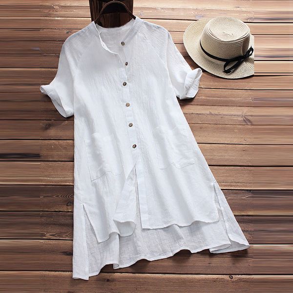 womens buttons ladies asymmetrical loose tunic shirt long solid loose short sleeve boho chic blouse mujer haut, White
womens buttons ladies asymmetrical loose tunic shirt long solid loose short sleeve boho chic blouse mujer haut, White