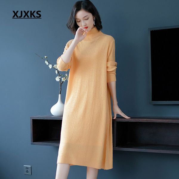 xjxks women long sweater 2019 autumn winter new comfortable cashmere knitted dress women turtleneck sweater, White;black
xjxks women long sweater 2019 autumn winter new comfortable cashmere knitted dress women turtleneck sweater, White;black