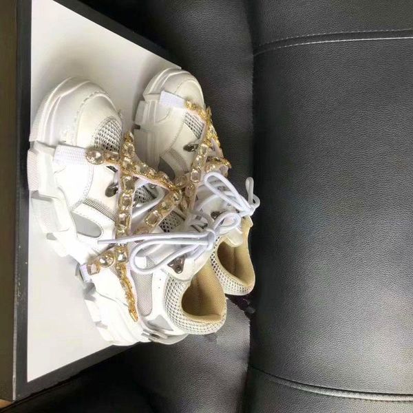 2019 women mens lace up low sneakers rhinestone buckles designer real leather mesh cloth comfortable daddy shoes 35-44, Black
2019 women mens lace up low sneakers rhinestone buckles designer real leather mesh cloth comfortable daddy shoes 35-44, Black