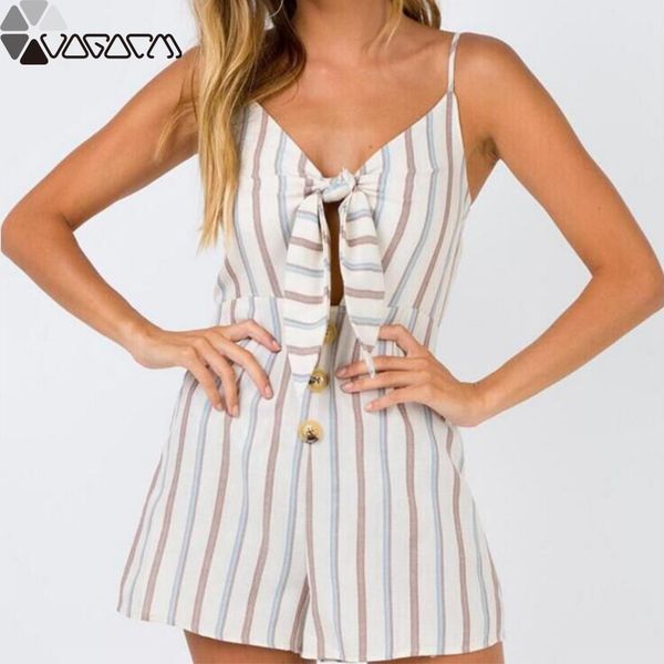 women summer short jumpsuit loose halter deep v neck with bow button striped back zipper party club plus size playsuit, Black;white
women summer short jumpsuit loose halter deep v neck with bow button striped back zipper party club plus size playsuit, Black;white