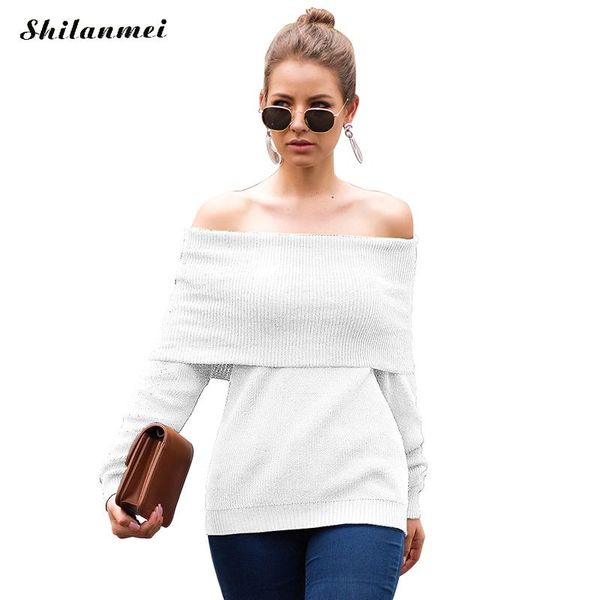 knitted women off shoulder sweater pullover 2019 autumn winter fashion long sleeve elegant causal sweater solid pull femme, White;black
knitted women off shoulder sweater pullover 2019 autumn winter fashion long sleeve elegant causal sweater solid pull femme, White;black