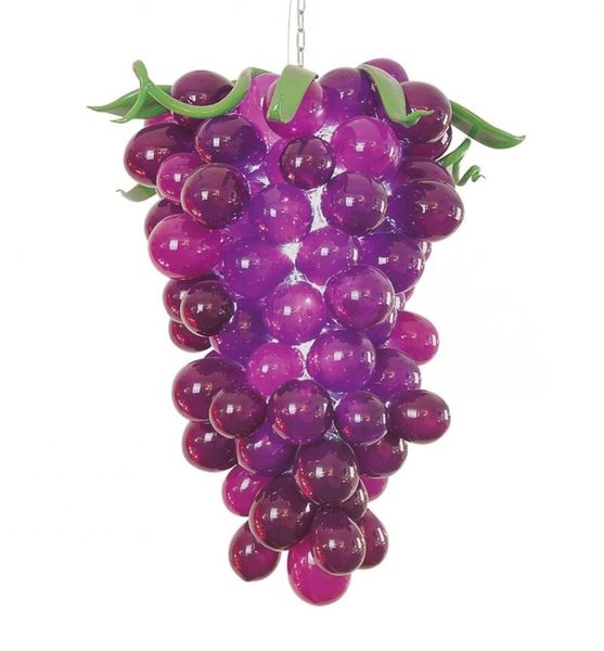 modern art decor hand blown lamps chandeliers light arabic grape shape purple stained glass chandelier lamp