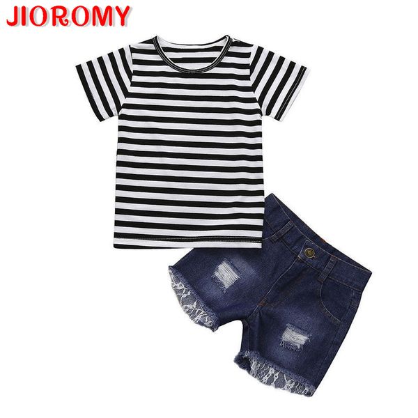 the new summer 2019 girls stripe coat + denim shorts suit a undertakes, White
the new summer 2019 girls stripe coat + denim shorts suit a undertakes, White