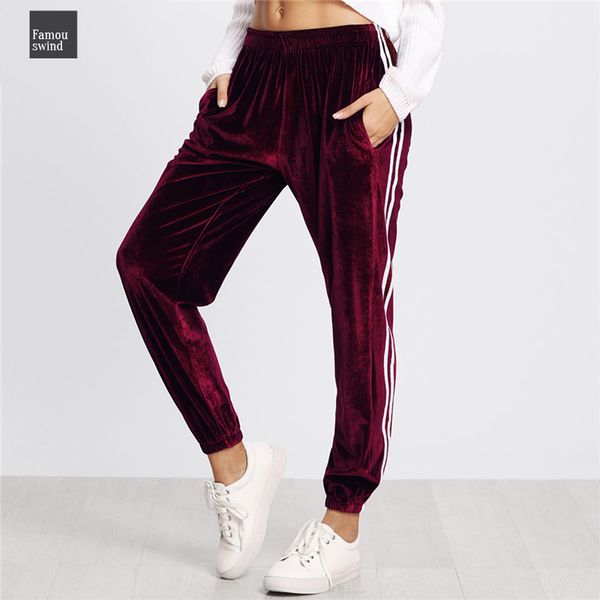 tape velvet striped trousers burgundy sweatpants women casual autumn pants spring mid waist elastic waist long pocket, Black;white
tape velvet striped trousers burgundy sweatpants women casual autumn pants spring mid waist elastic waist long pocket, Black;white