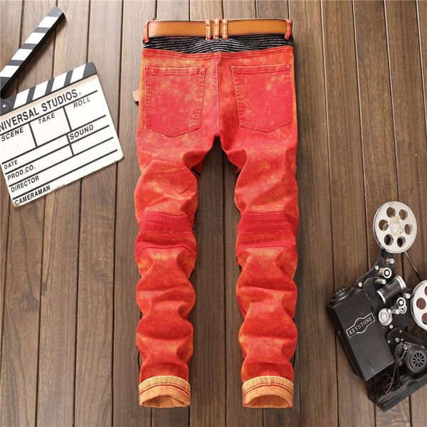newsosoo fashion mens biker jeans pants slim fit straight pleated motorcycle denim trousers with multi zippers red, Blue
newsosoo fashion mens biker jeans pants slim fit straight pleated motorcycle denim trousers with multi zippers red, Blue