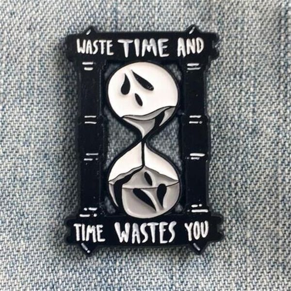 hourglass waste time and time waste you cartoon personality brooch ornament creative special new trend lapels jeans, Gray
hourglass waste time and time waste you cartoon personality brooch ornament creative special new trend lapels jeans, Gray