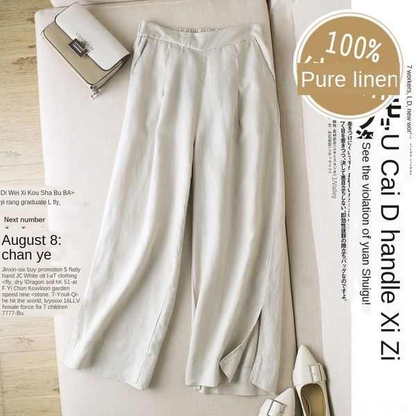 2020 artistic style cotton and skirt loose large cotton linen wide leg pants size casual nine points linen side wide leg pants women, Blue
2020 artistic style cotton and skirt loose large cotton linen wide leg pants size casual nine points linen side wide leg pants women, Blue