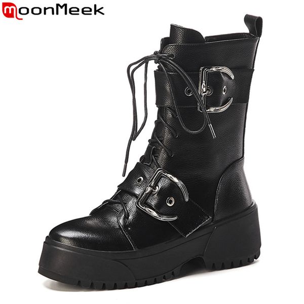 moonmeek 2020 new brand genuine leather boots fashion flat heel round toe solid color ladies shoes winter ankle boots, Black
moonmeek 2020 new brand genuine leather boots fashion flat heel round toe solid color ladies shoes winter ankle boots, Black