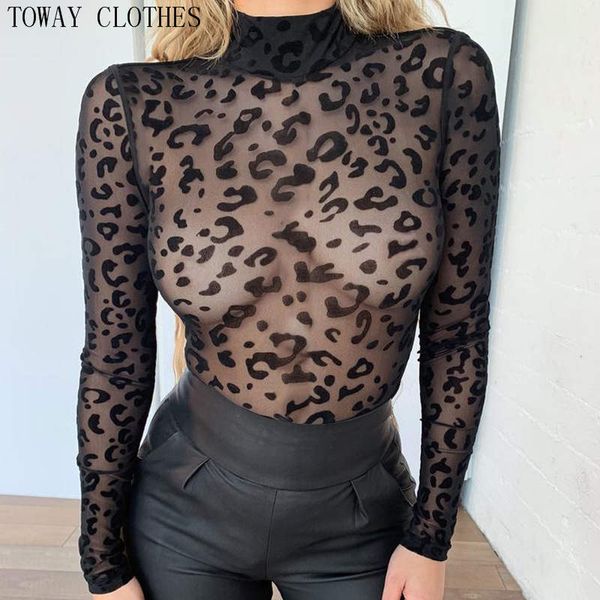 women leopard sheer mesh jumpsuit long sleeve turtleneck bodysuit, Black;white
women leopard sheer mesh jumpsuit long sleeve turtleneck bodysuit, Black;white