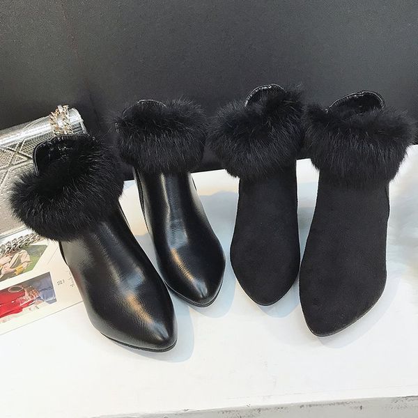 female boots 2019 winter new women's shoes large size pointed toe thick suede shiny side zipper cotton snow boots, Black
female boots 2019 winter new women's shoes large size pointed toe thick suede shiny side zipper cotton snow boots, Black