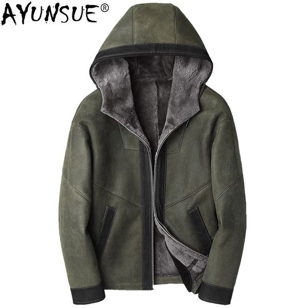 men's leather & faux ayunsue winter shearling genuine jacket men real fur coat hooded natural sheep coats warm casual jm-h2-19833 kj385, Black
men's leather & faux ayunsue winter shearling genuine jacket men real fur coat hooded natural sheep coats warm casual jm-h2-19833 kj385, Black