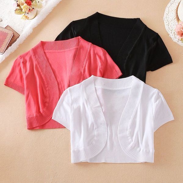 arrival new womens short sleeve solid silk sweater knitting shrug lady fashion short cardigans sweater waistcoat, White;black
arrival new womens short sleeve solid silk sweater knitting shrug lady fashion short cardigans sweater waistcoat, White;black