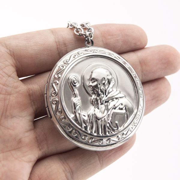 silver san benito cross medal necklace stainless steel round saint benedict medal lockets necklaces & pendants men jewelry
silver san benito cross medal necklace stainless steel round saint benedict medal lockets necklaces & pendants men jewelry