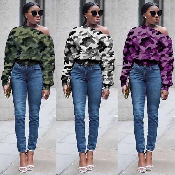 74f061 popular women's camouflage collar off shoulder button down long sleeve sweater outwear sportswear loose autumn, White
74f061 popular women's camouflage collar off shoulder button down long sleeve sweater outwear sportswear loose autumn, White
